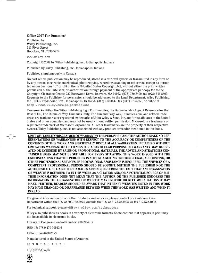 image for page Office 2007 For Dummies