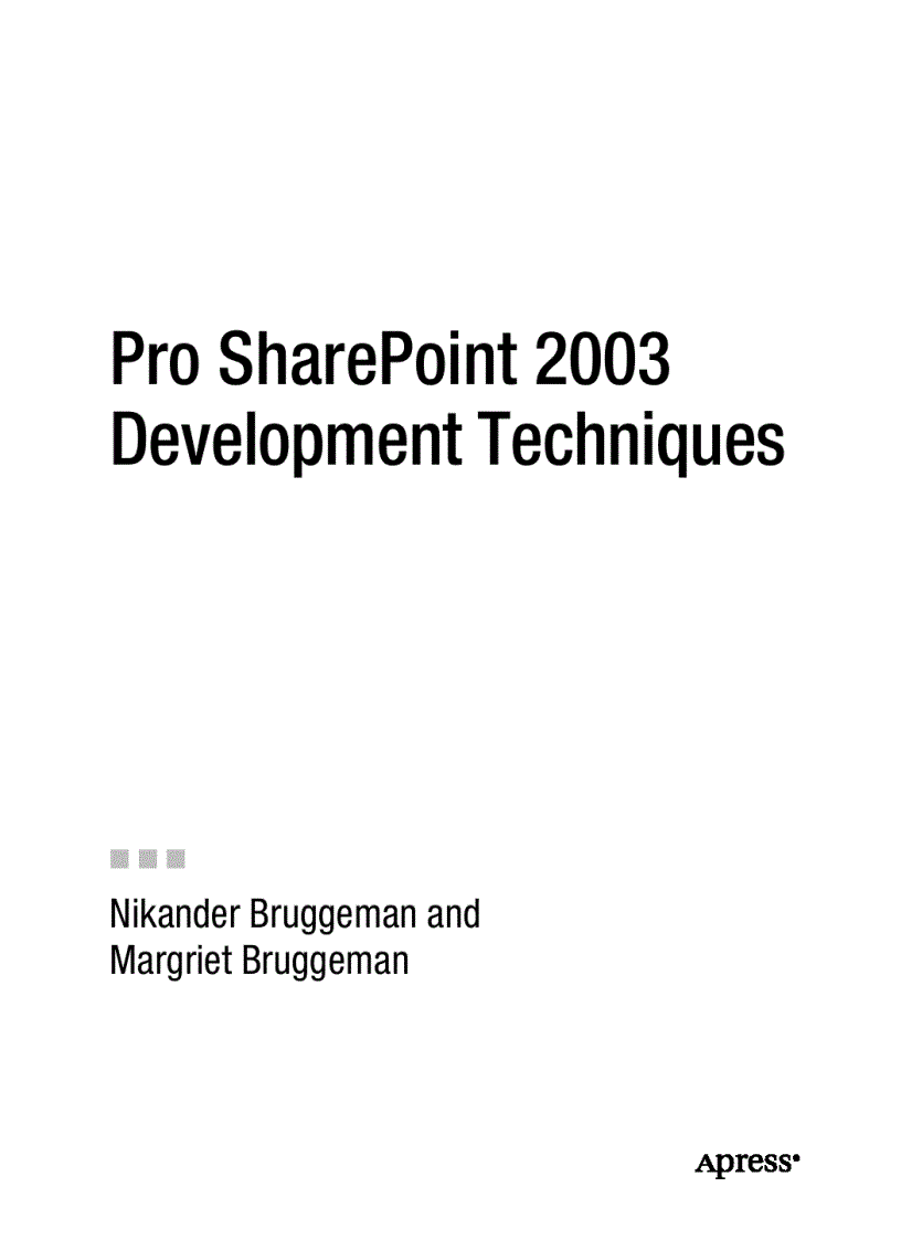 image for page Pro SharePoint 2003 Development Techniques