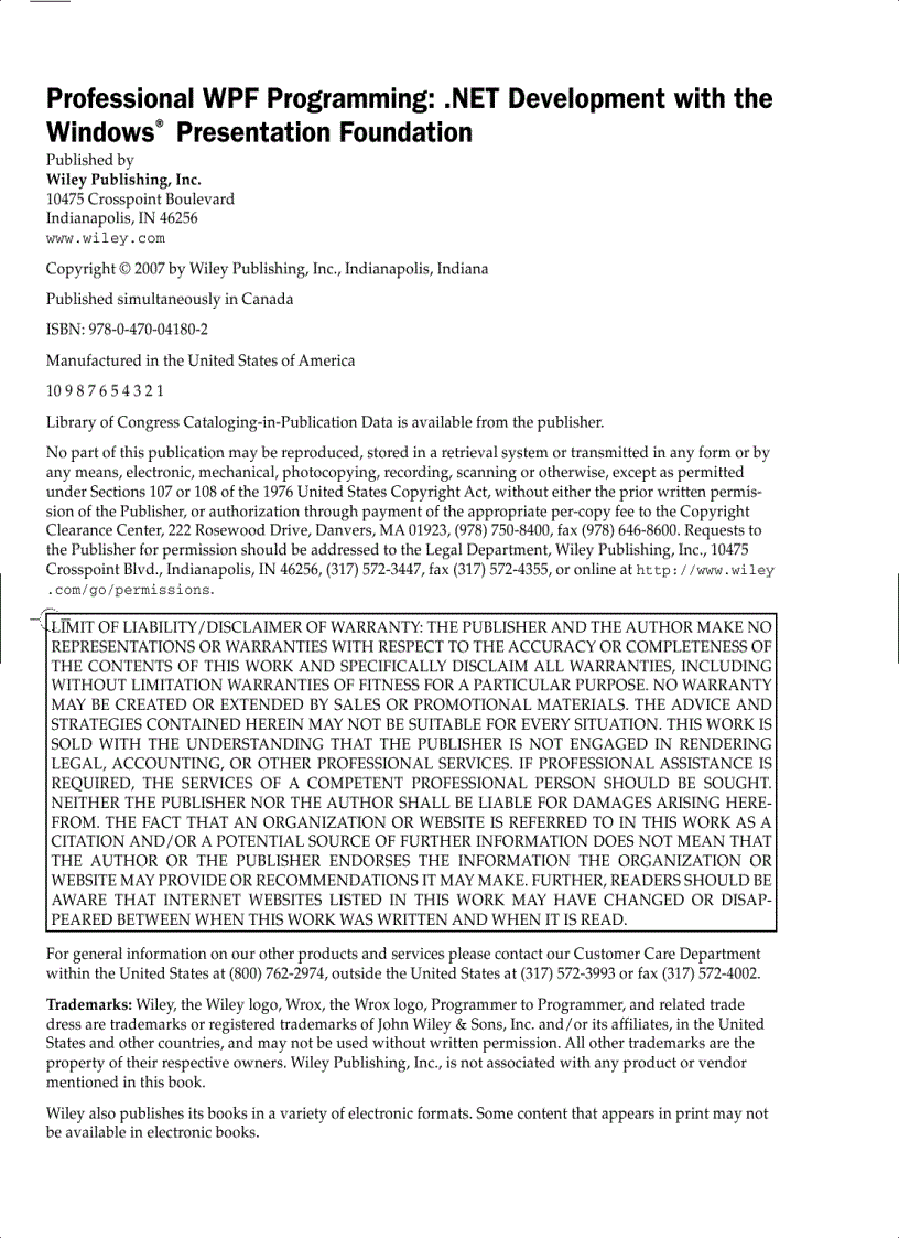 image for page Professional WPF Programming May 2007