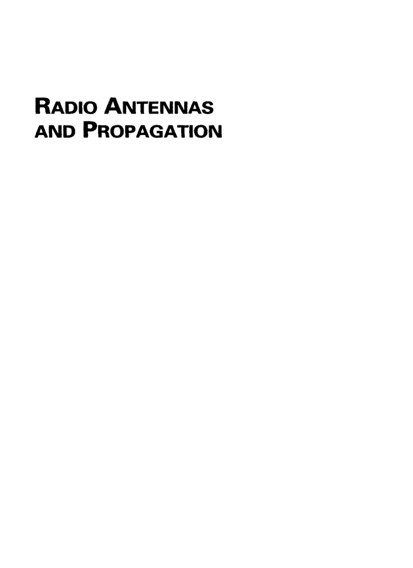 Radio Antennas and Propagation Radio Engineering Fundamentals