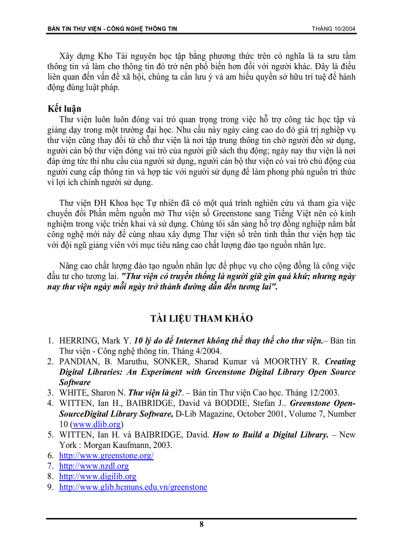 image for page Sử dụng phần mềm mã nguồn mở thư viện số Greenstone để xây dựng kho tài nguyên học tập