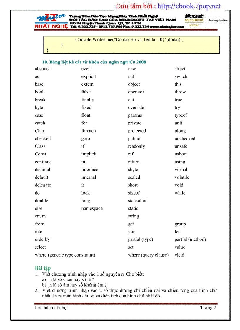 image for page Visual Studio Lập trình C 2008 Cơ bản