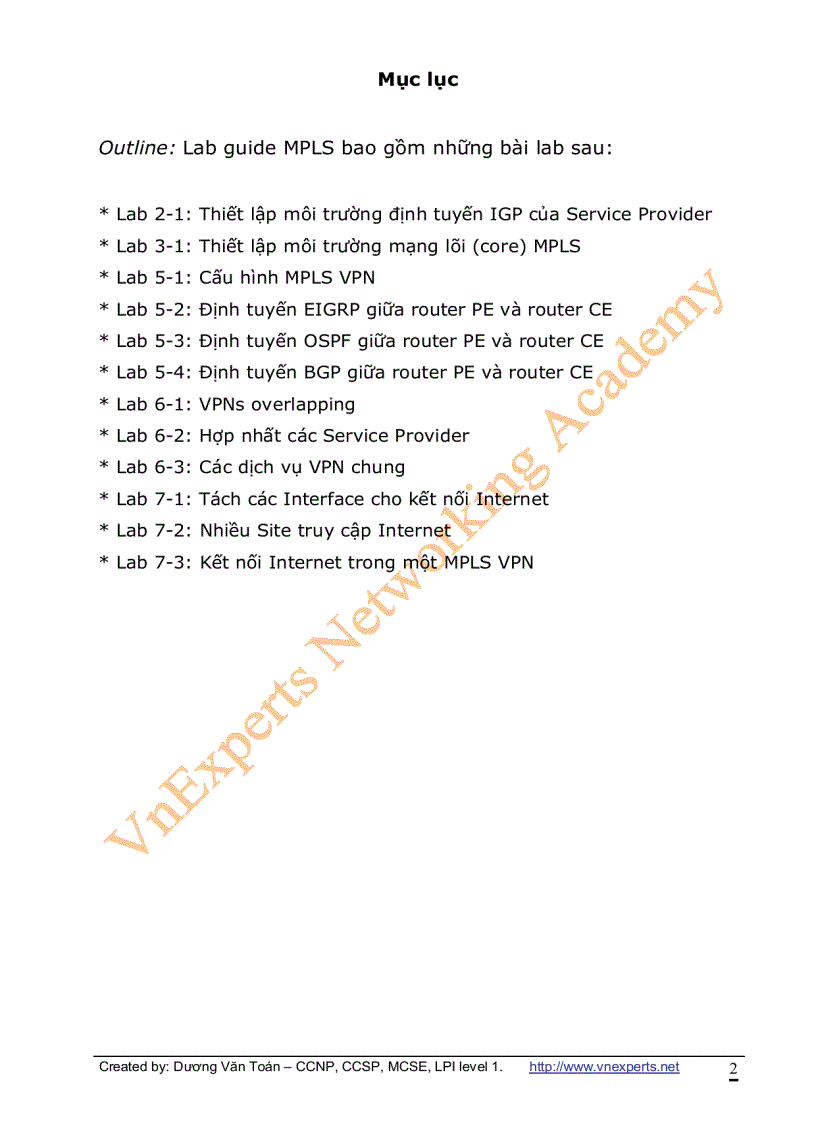 image for page VnExperts MPLS Lab Guide Version 1 0