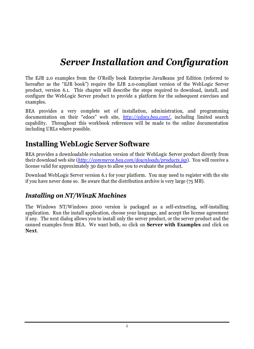 image for page WebLogic Server 6 1 Workbook for Enterprise JavaBeans 3rd Edition