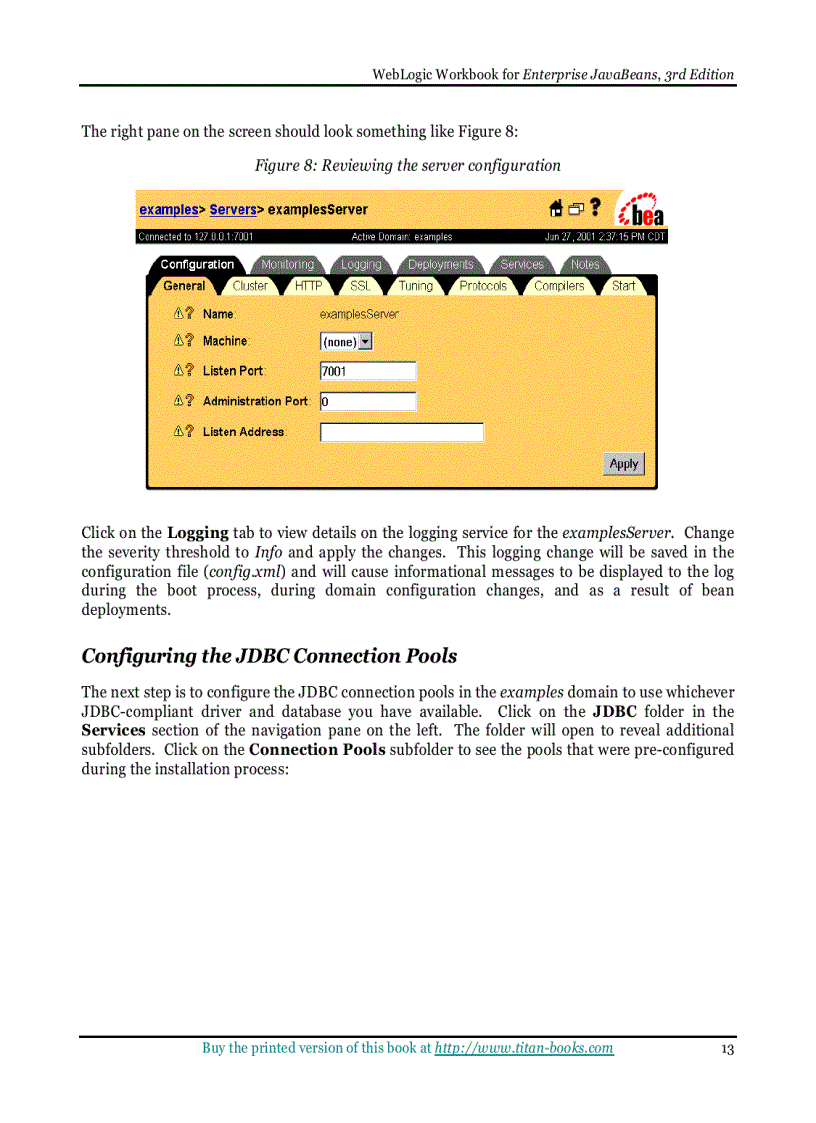 image for page WebLogic Server 6 1 Workbook for Enterprise JavaBeans 3rd Edition