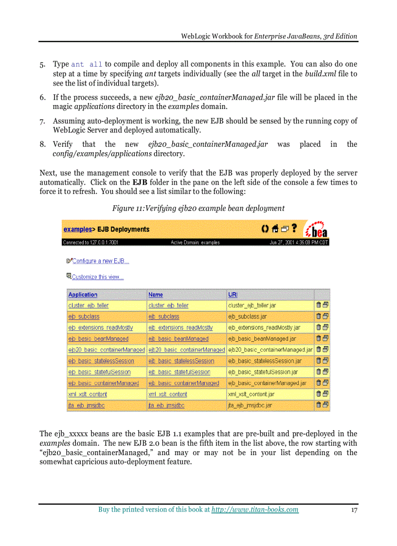 image for page WebLogic Server 6 1 Workbook for Enterprise JavaBeans 3rd Edition