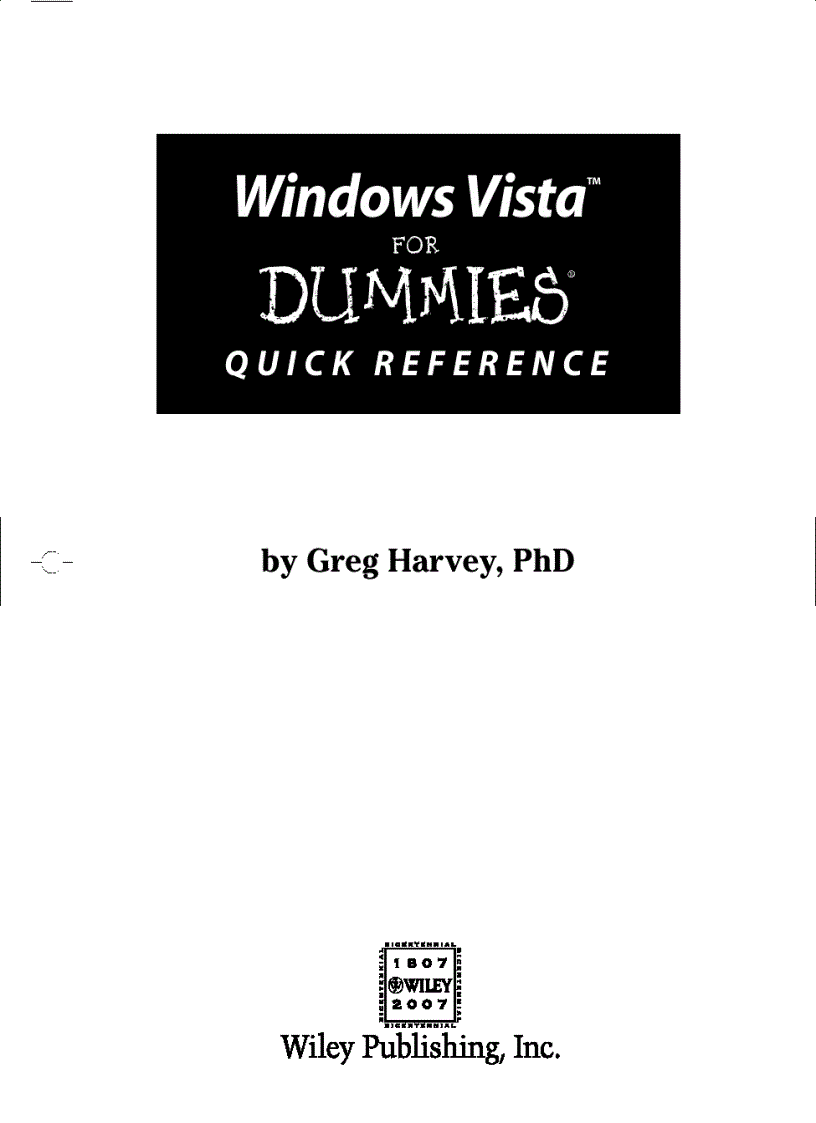 image for page Windows Vista For Dummies Quick Reference