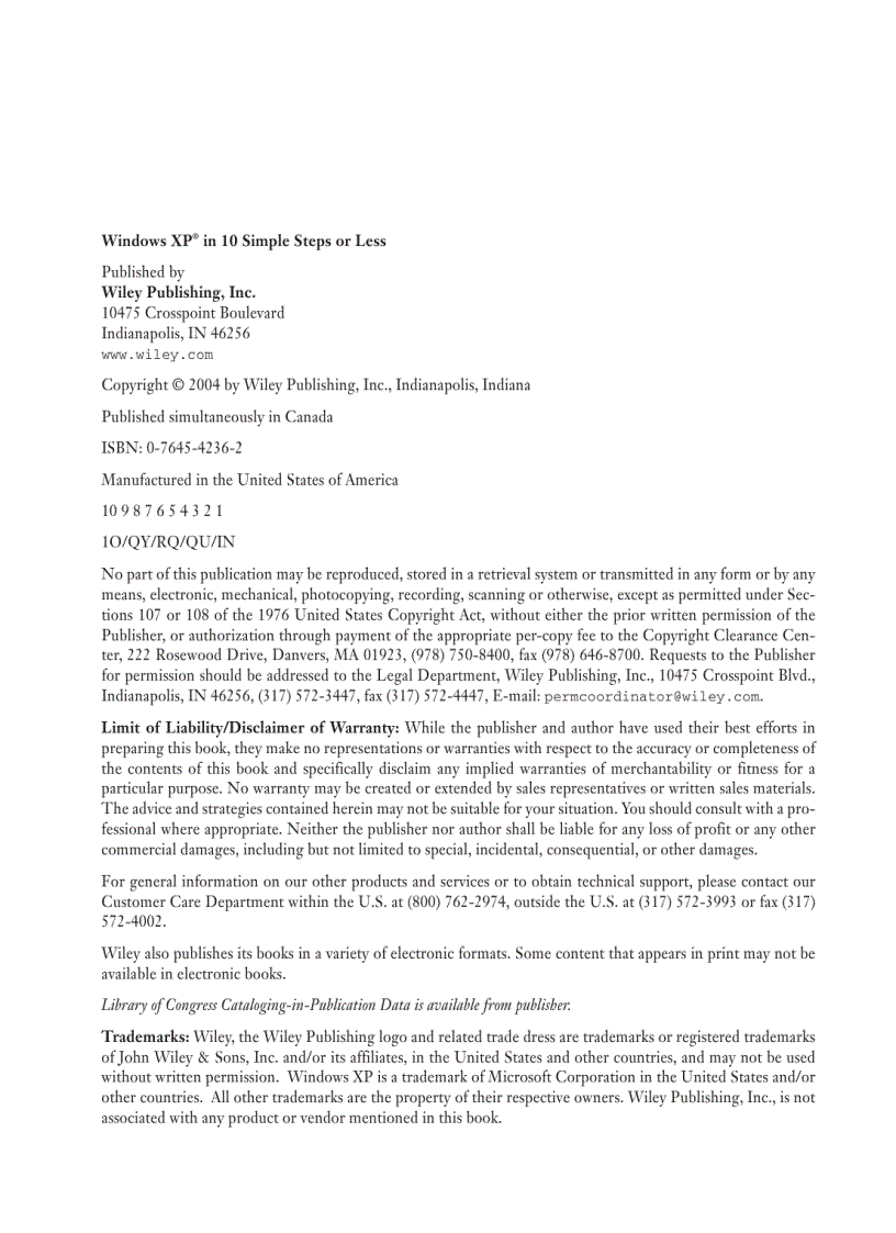 image for page Windows XP In 10 Steps Or Less