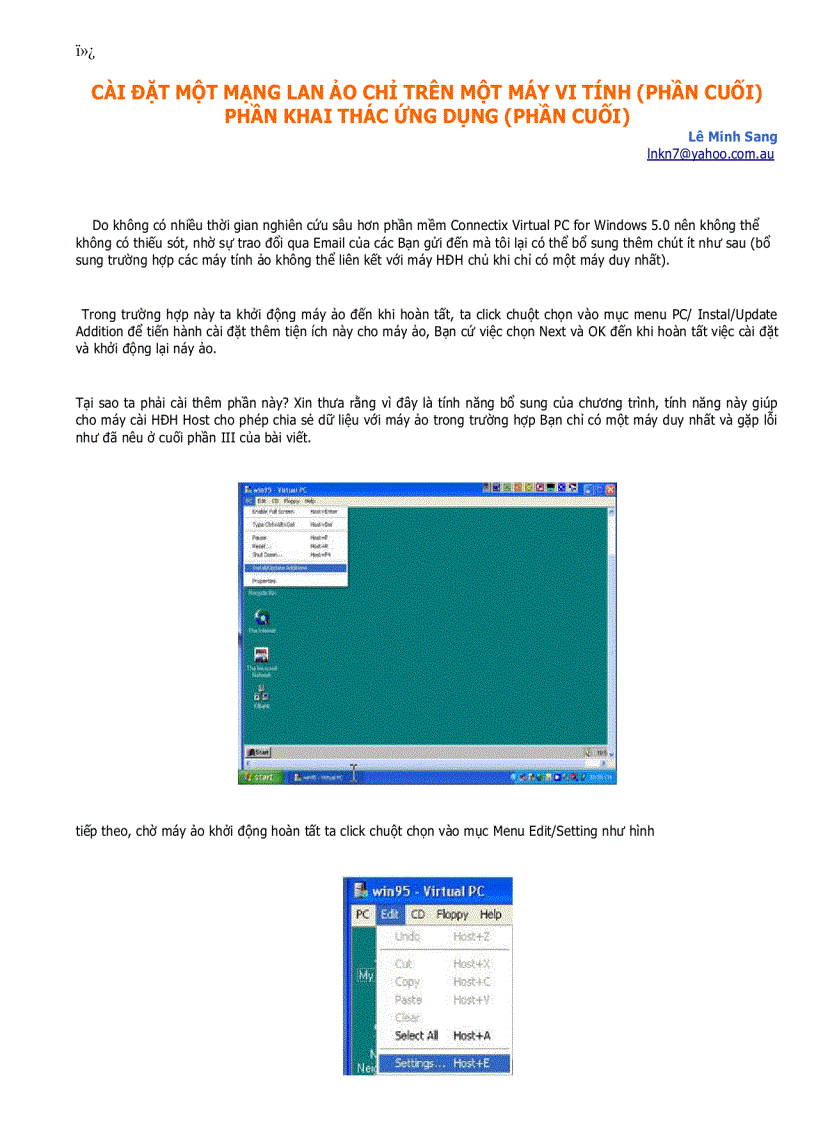 image for page Xây dựng mạng Lan với Connectix Virtual PC 4