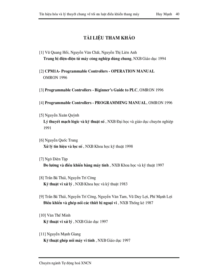 image for page Ứng Dụng PLC Cho Hệ Thống Khống Chế Điều Khiển Thang Máy