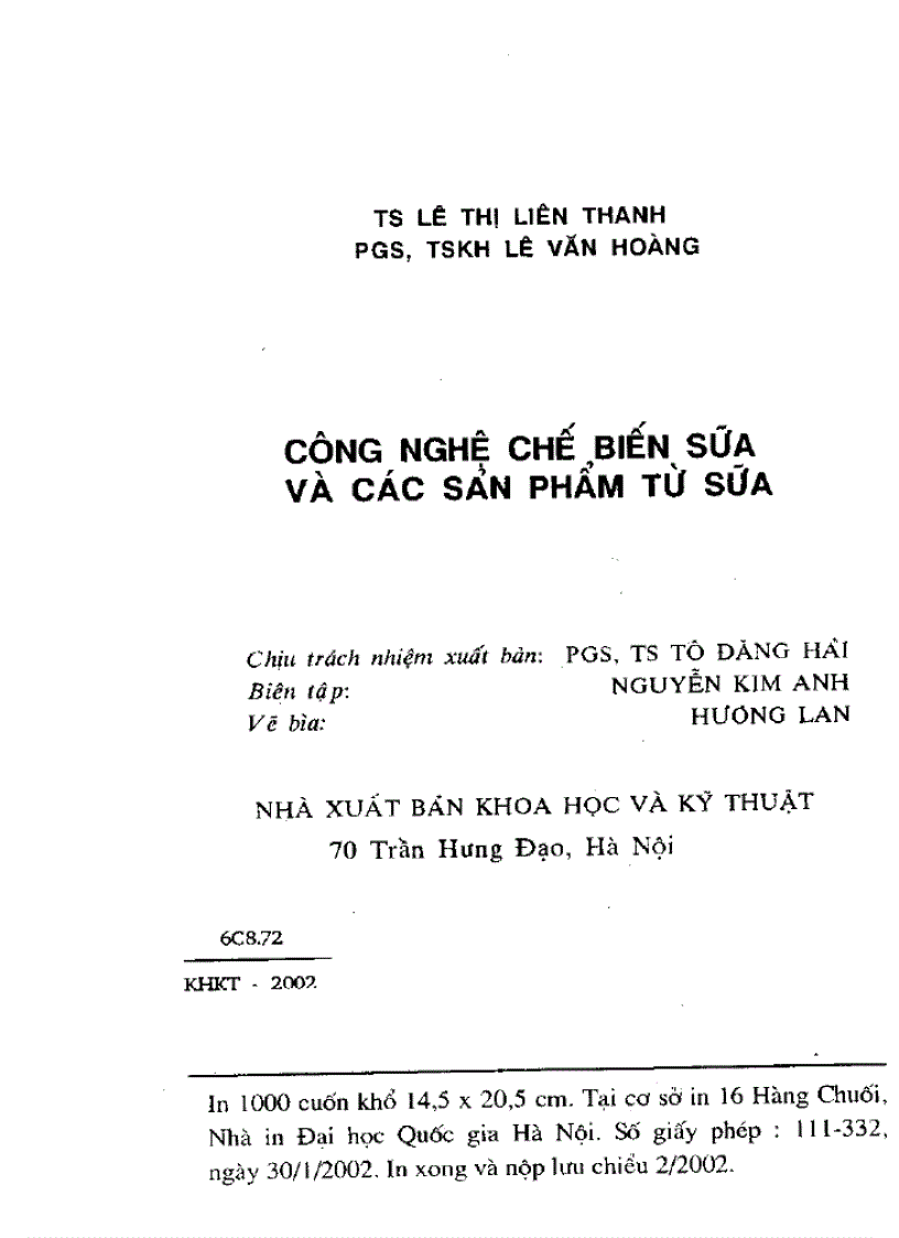 image for page Công nghệ chế biến sữa và các sản phẩm sữa