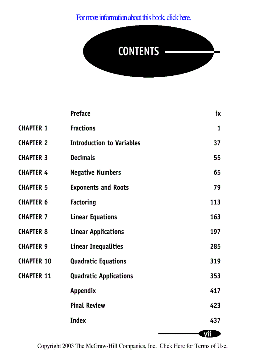 image for page Algebra Demystified A Self Teaching Guide Demystified