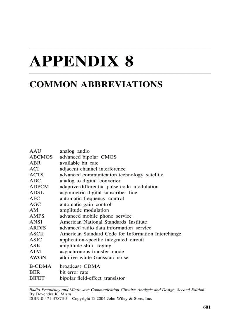 image for page Radio Frequency and Microwave Communication Circuits Analysis and Design