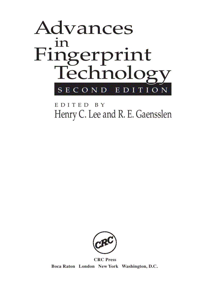 image for page Advances in Fingerprint Technology Second Edition