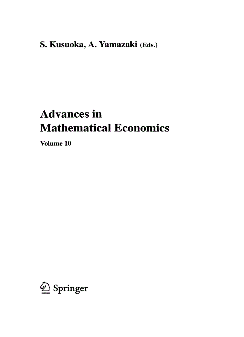 image for page Advances in Mathematical Economics Volume 10