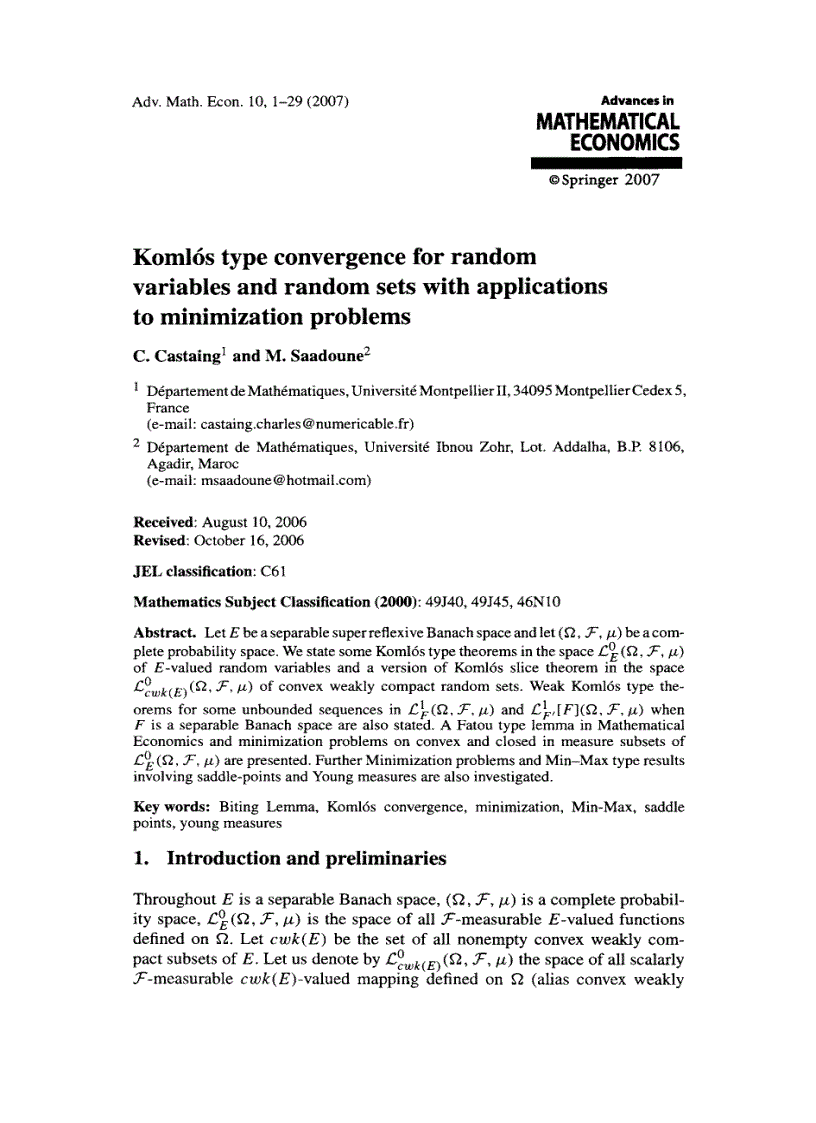 image for page Advances in Mathematical Economics Volume 10