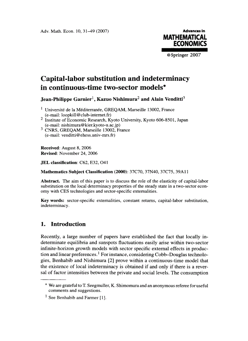 image for page Advances in Mathematical Economics Volume 10