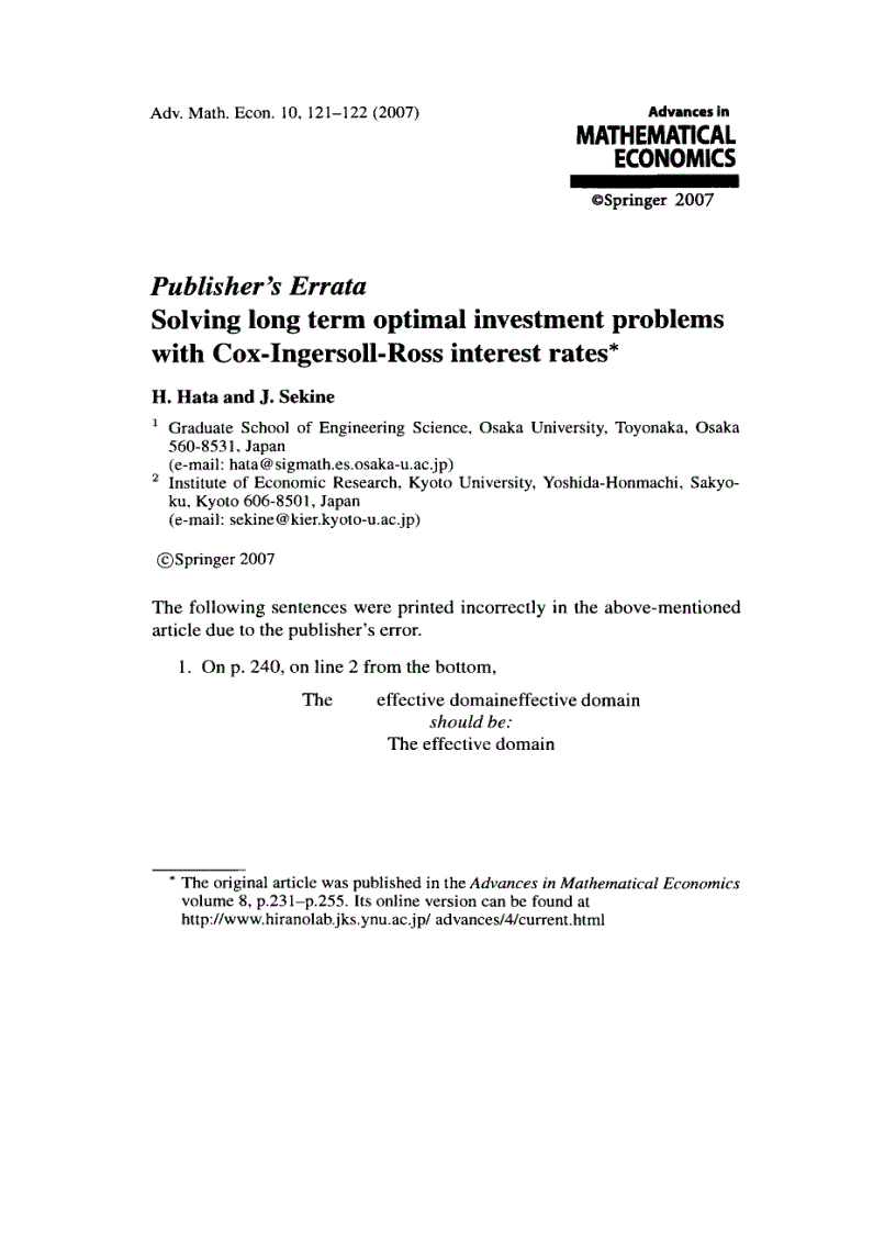 image for page Advances in Mathematical Economics Volume 10