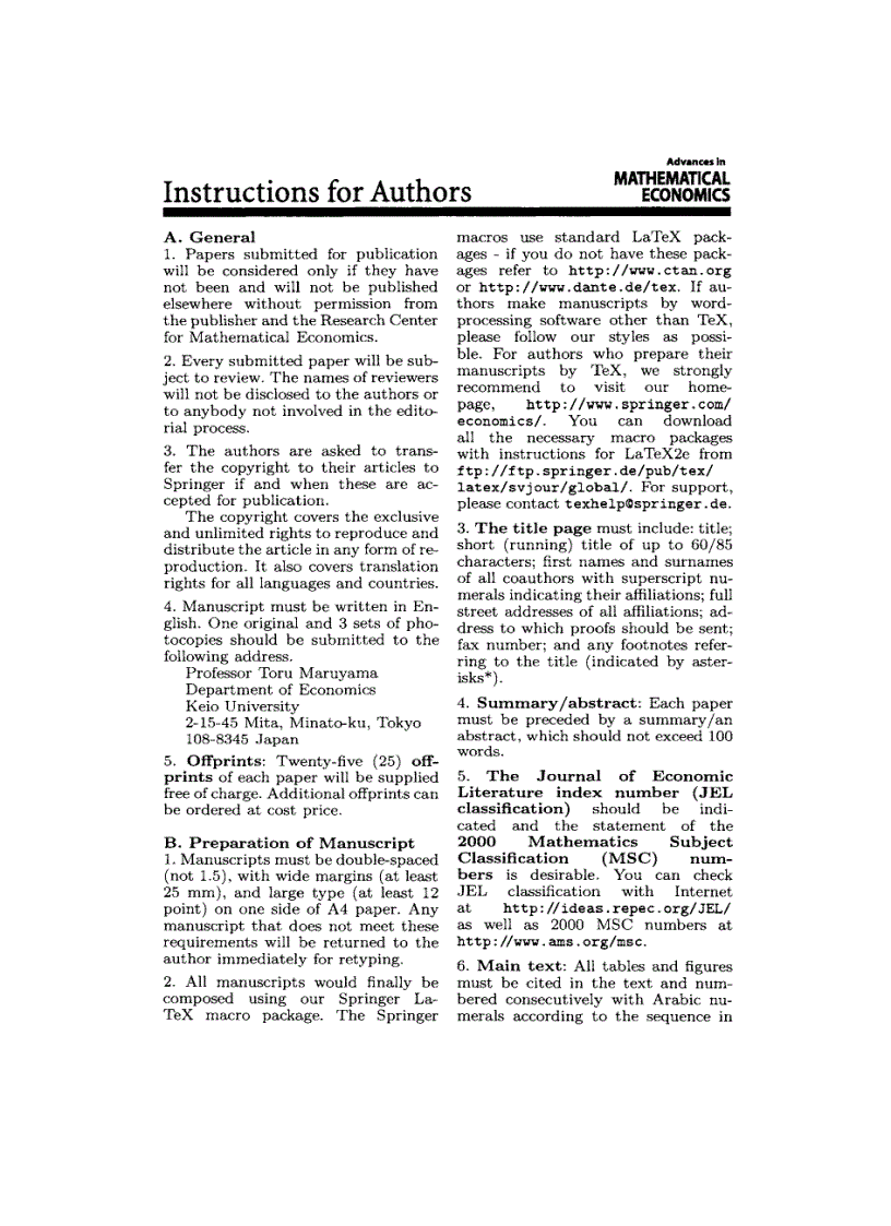 image for page Advances in Mathematical Economics Volume 10