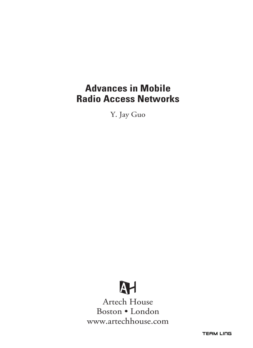 Advances in Mobile Radio Access Networks Artech House