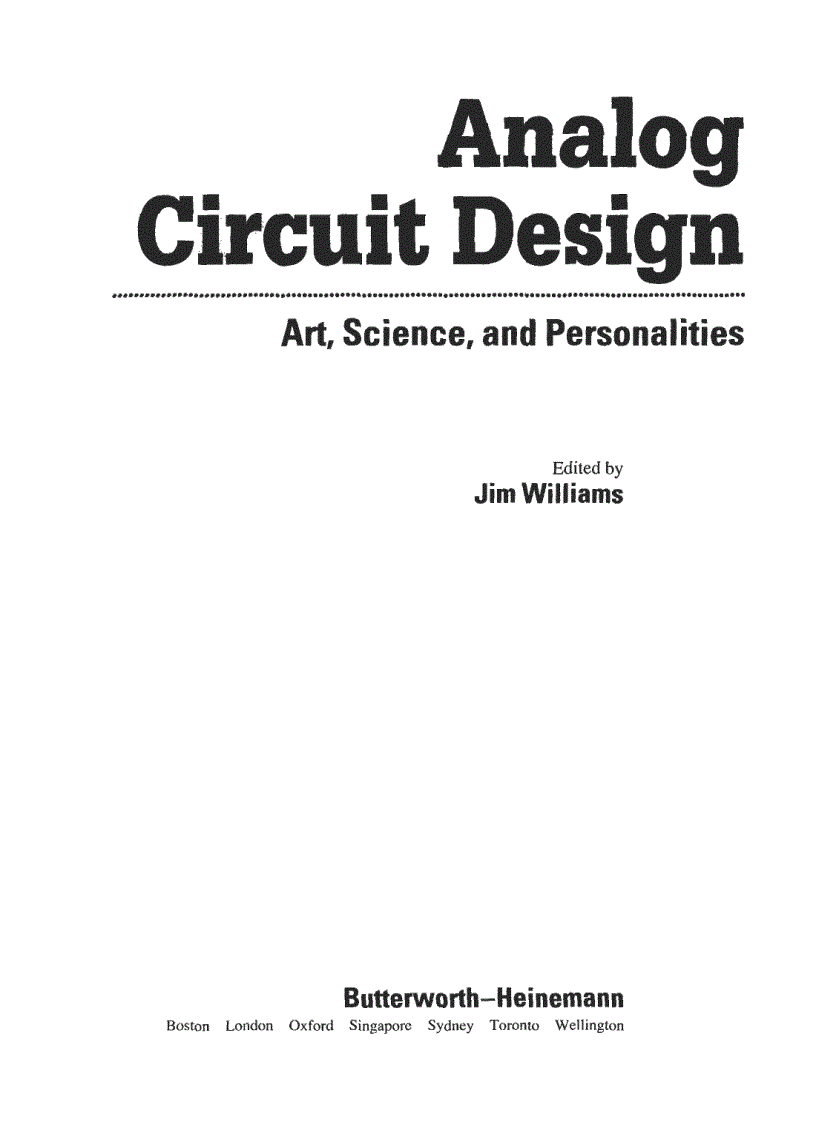 Analog Circuit Design Art Science and Personalities EDN Series for Design Engineers