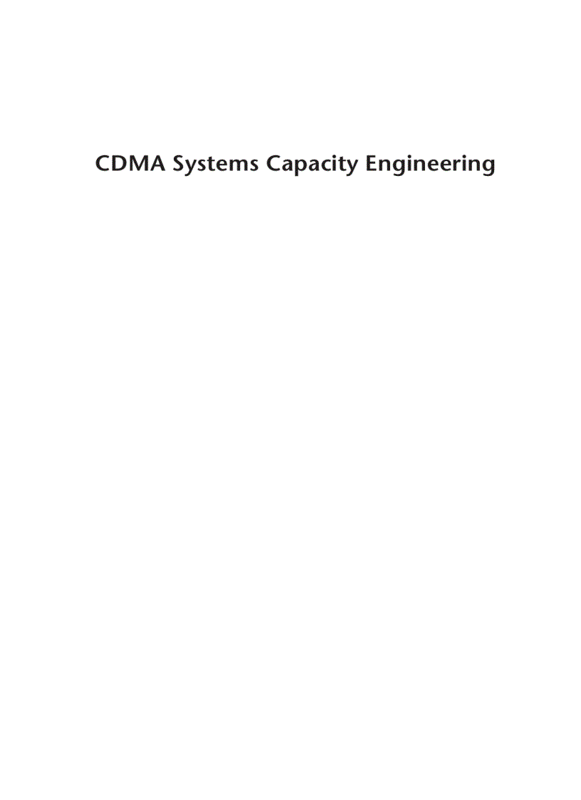 CDMA Systems Capacity Engineering