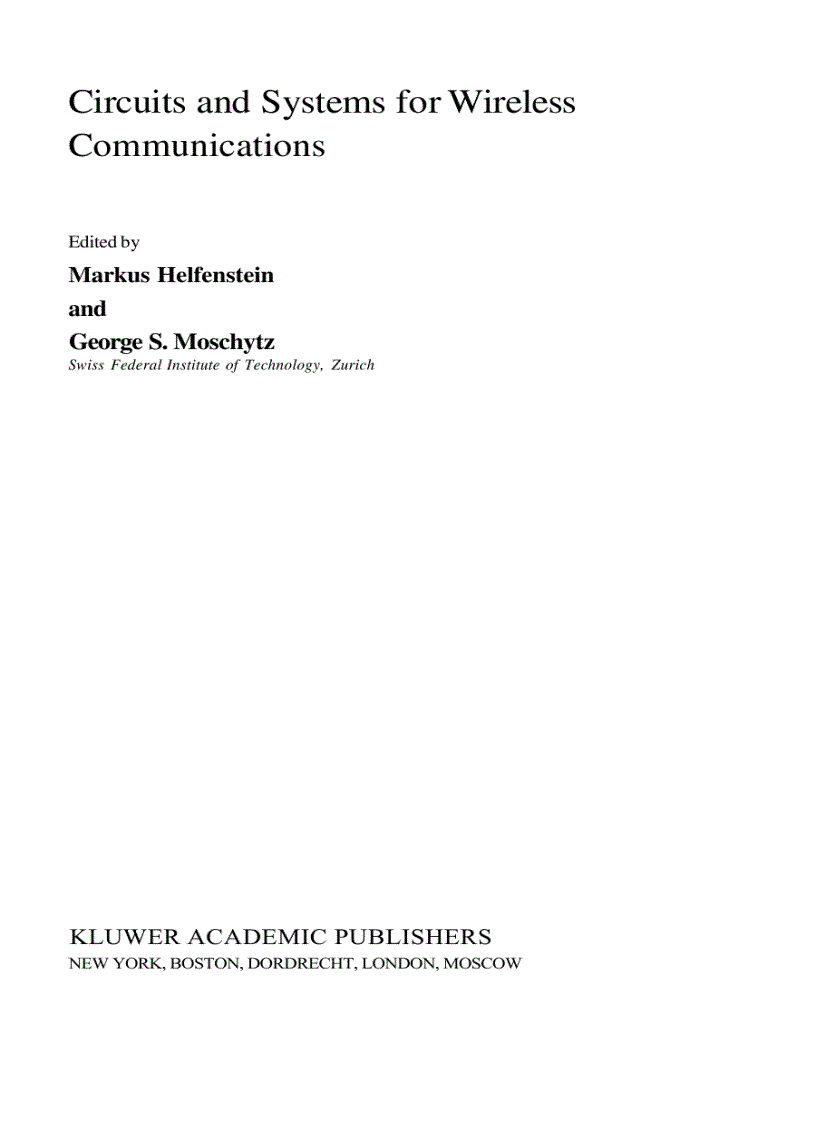 image for page Circuits and Systems for Wireless Communications