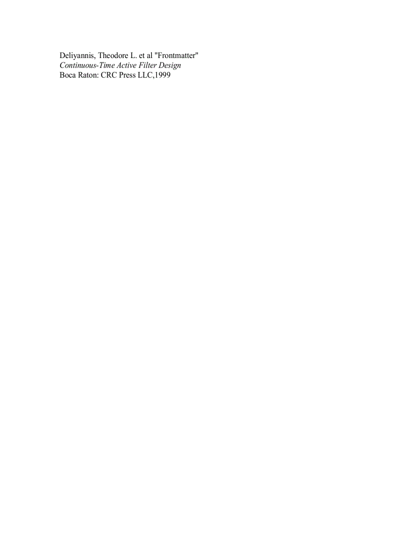 image for page Continuous Time Active Filter Design
