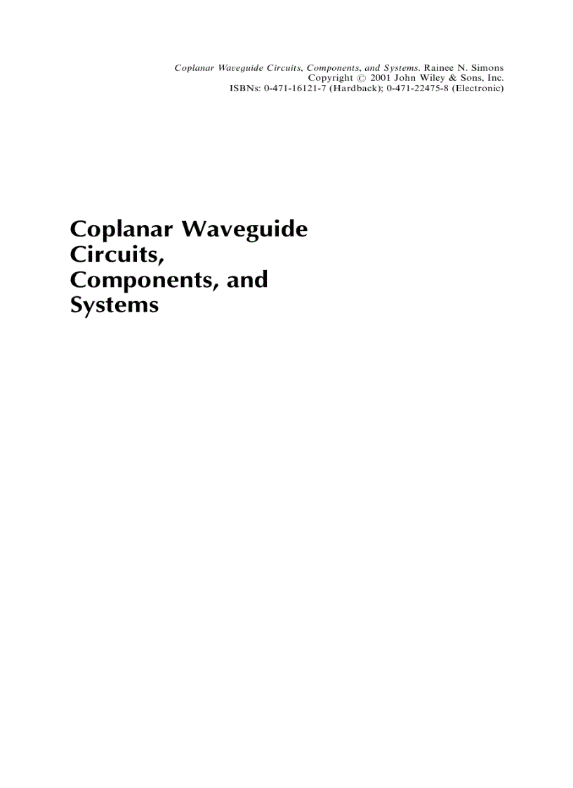 image for page Coplanar Waveguide Circuits Components and Systems
