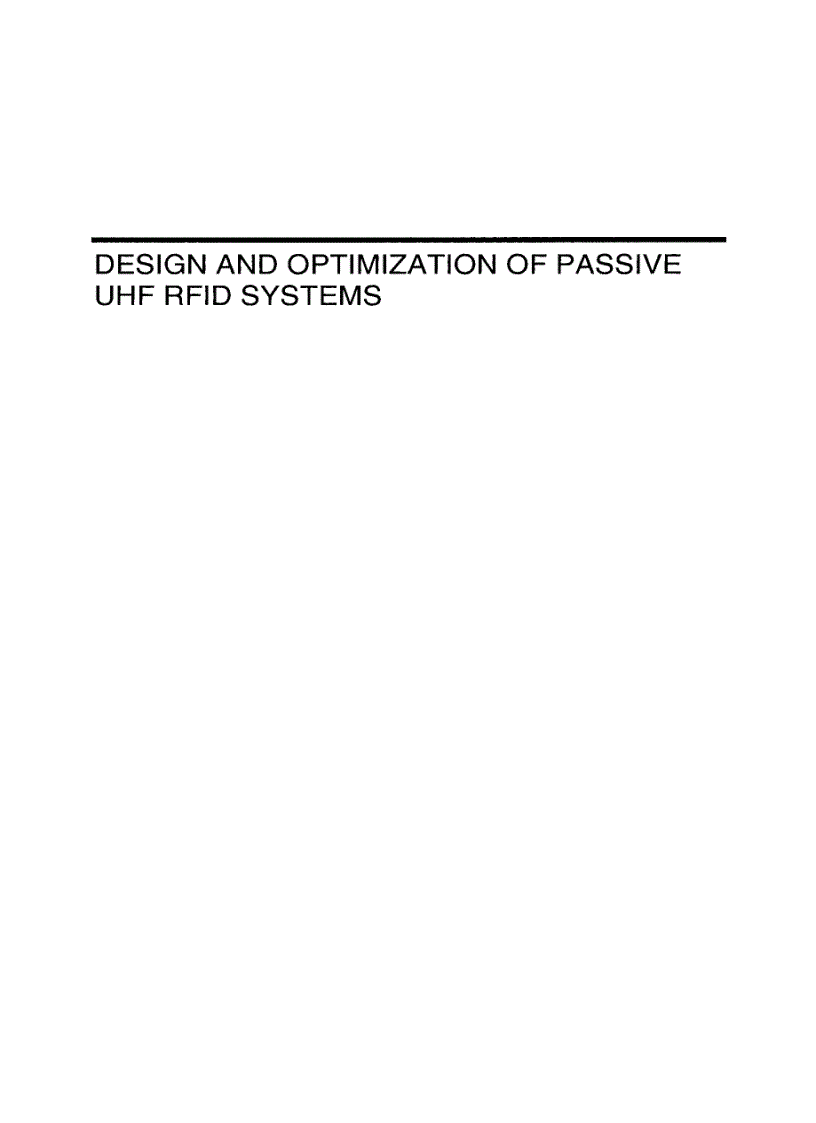 image for page Design and Optimization of Passive UHF RFID Systems