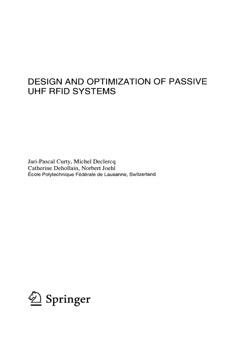 image for page Design and Optimization of Passive UHF RFID Systems