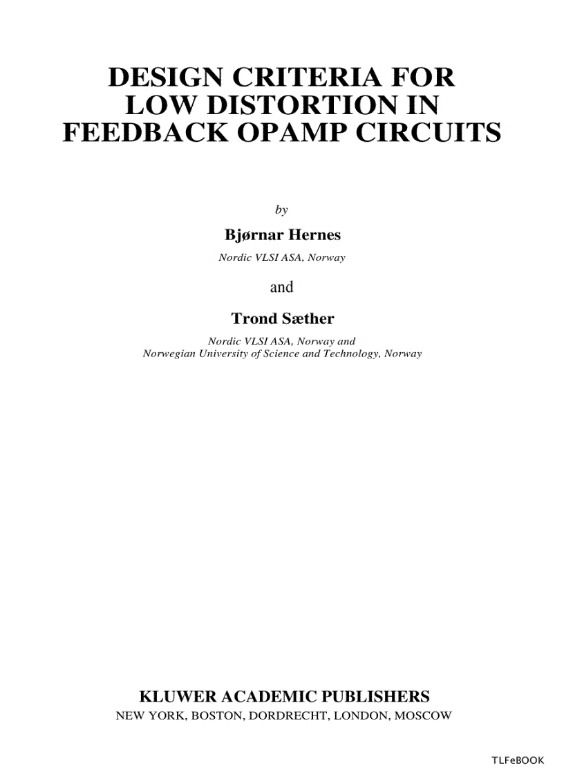 image for page Design Criteria for Low Distortion in Feedback Opamp Circuits