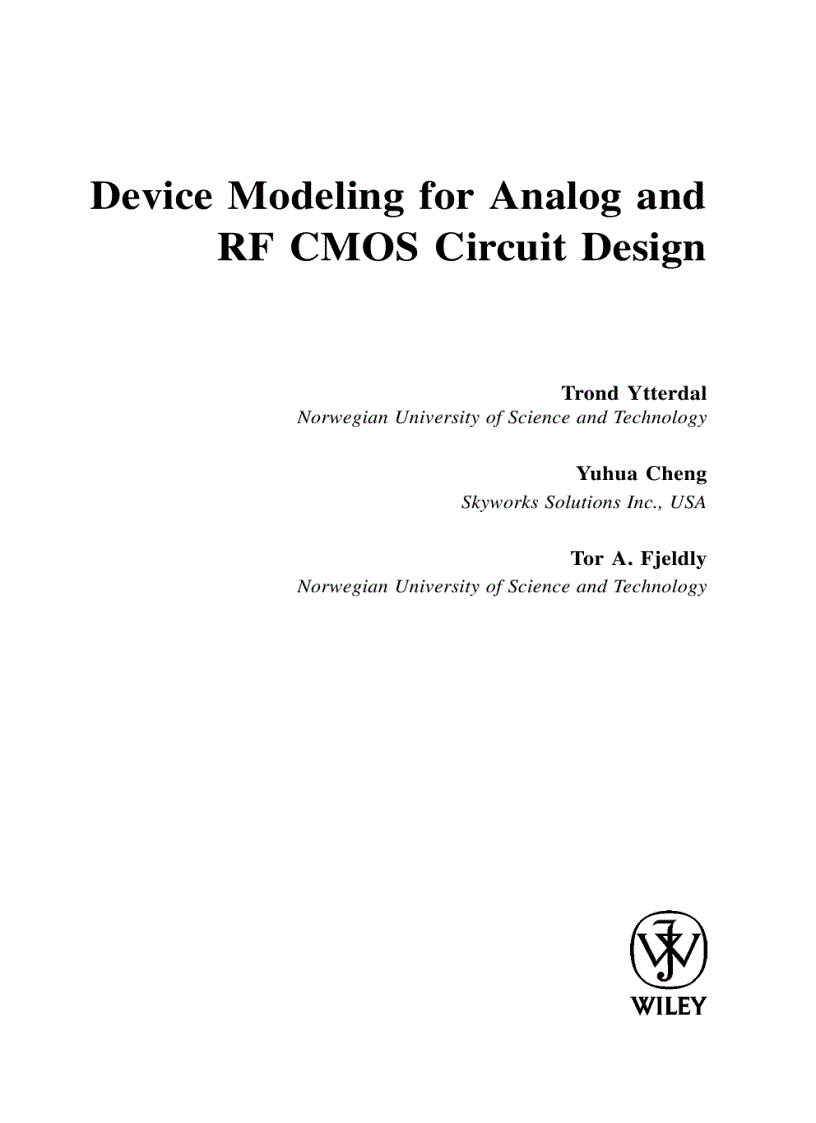 image for page Device Modeling For Analog And RF CMOS Circuit Design