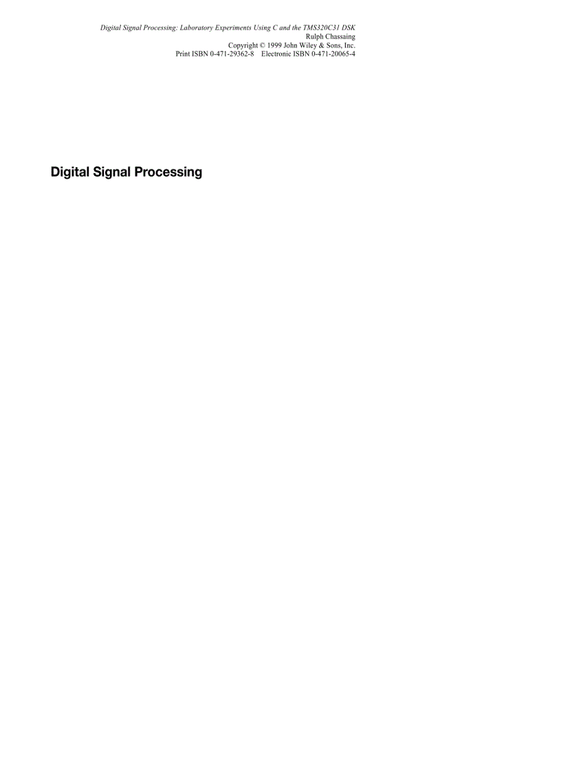 image for page Digital Signal Processing Laboratory Experiments Using C and the TMS320C31 DSK