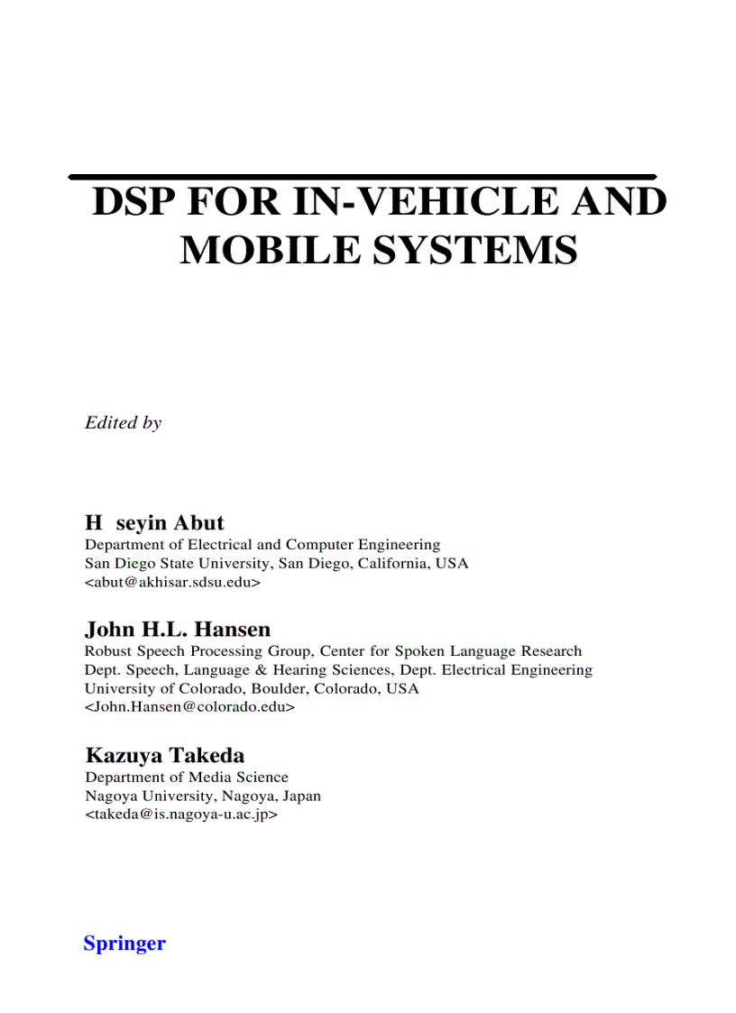 DSP for In Vehicle and Mobile Systems 1