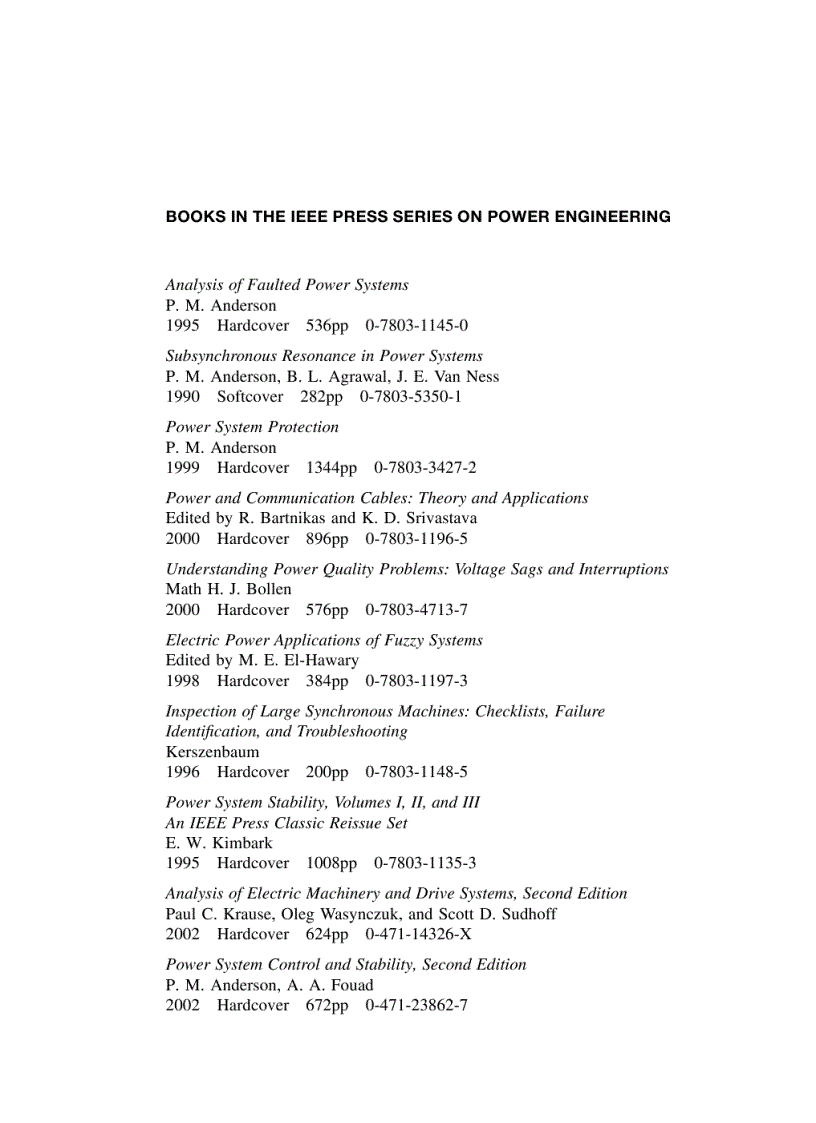 image for page Electric Power Systems Analysis and Control
