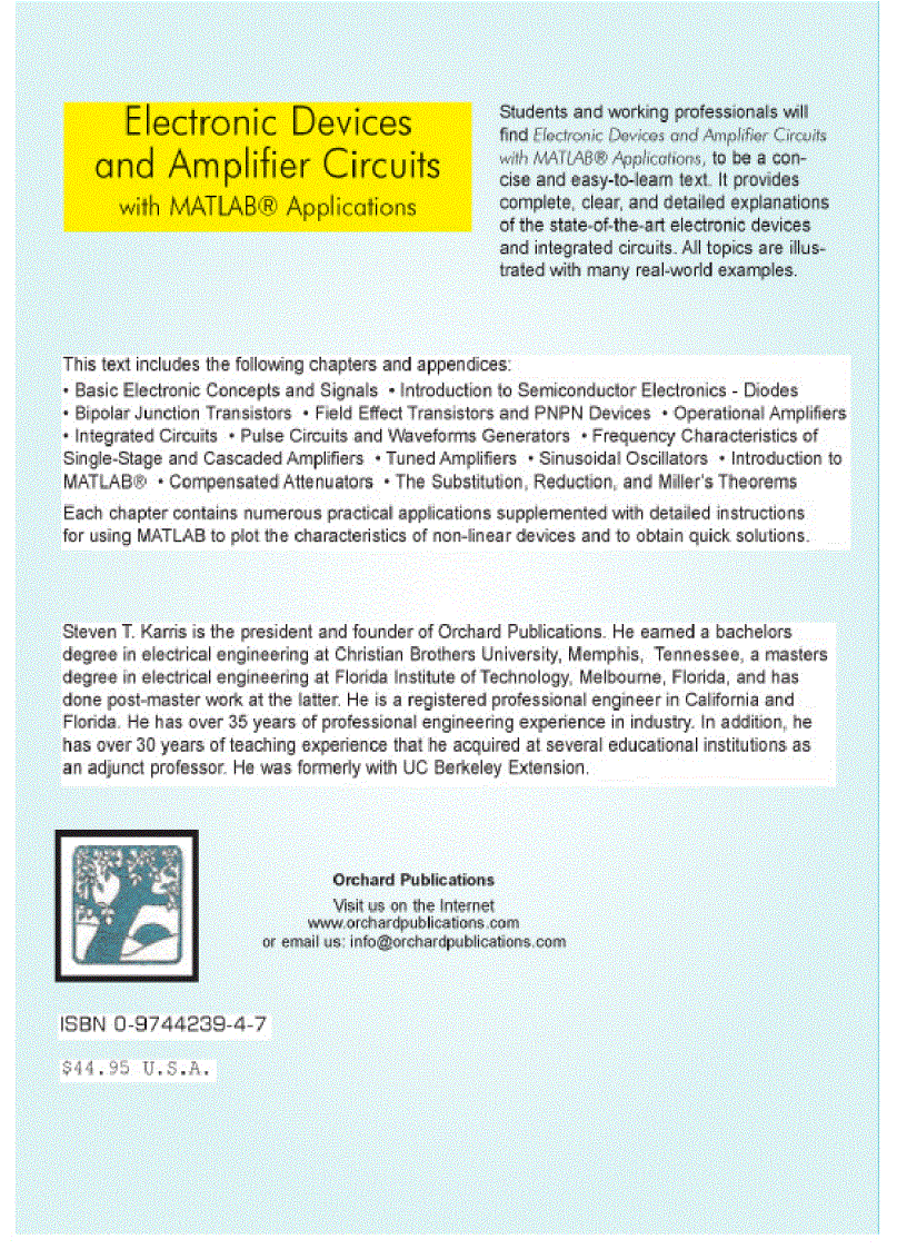 image for page Electronic Devices and Amplifier Circuits with MATLAB Applications
