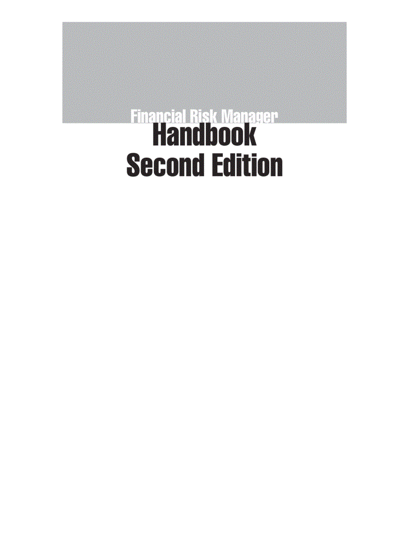 Financial Risk Manager Handbook Second Edition