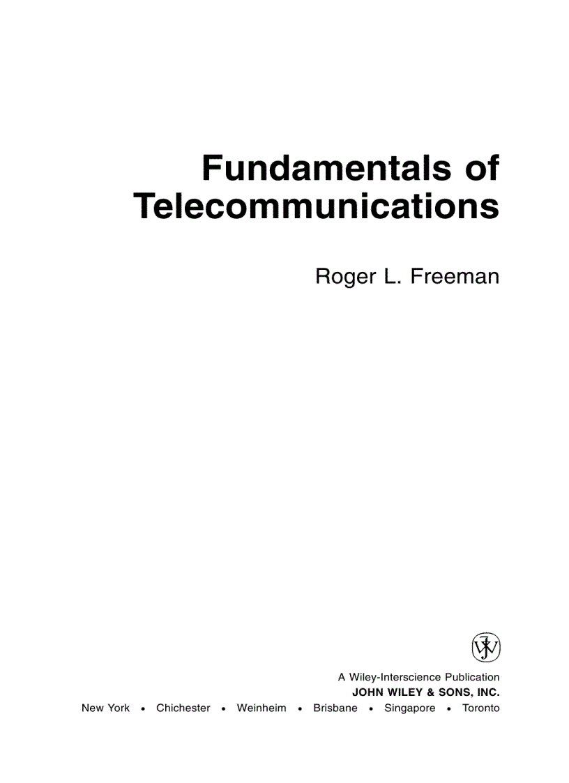 Fundamentals of Telecommunications