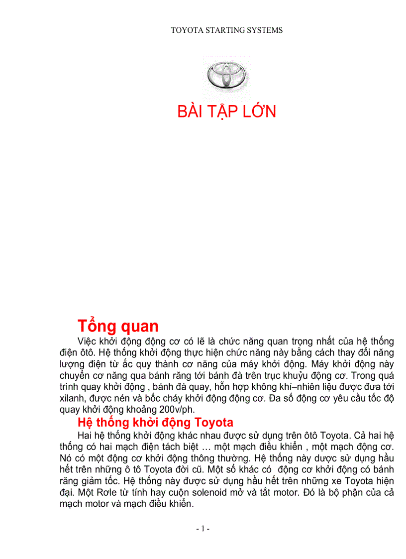 image for page Hệ Thống Khởi Động xe Toyota