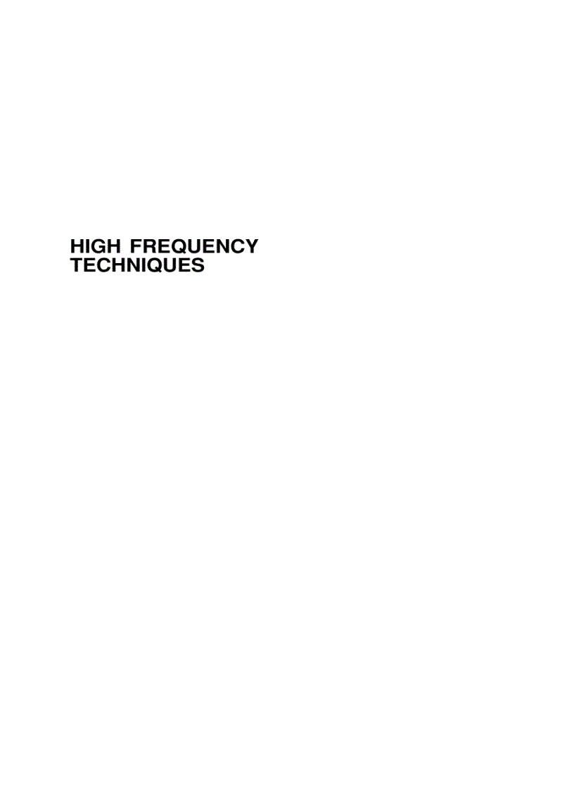 High Frequency Techniques An Introduction to RF and Microwave Engineering