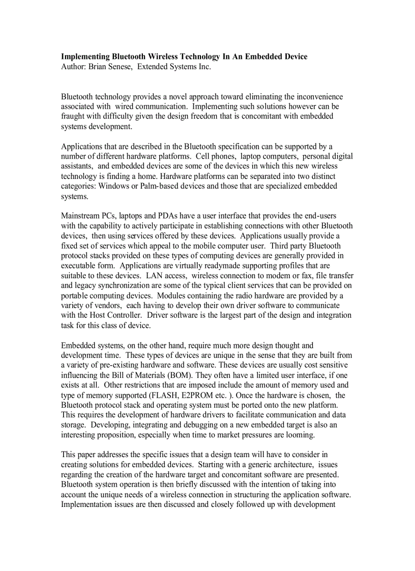 image for page Implementing Bluetooth in an Embedded Device