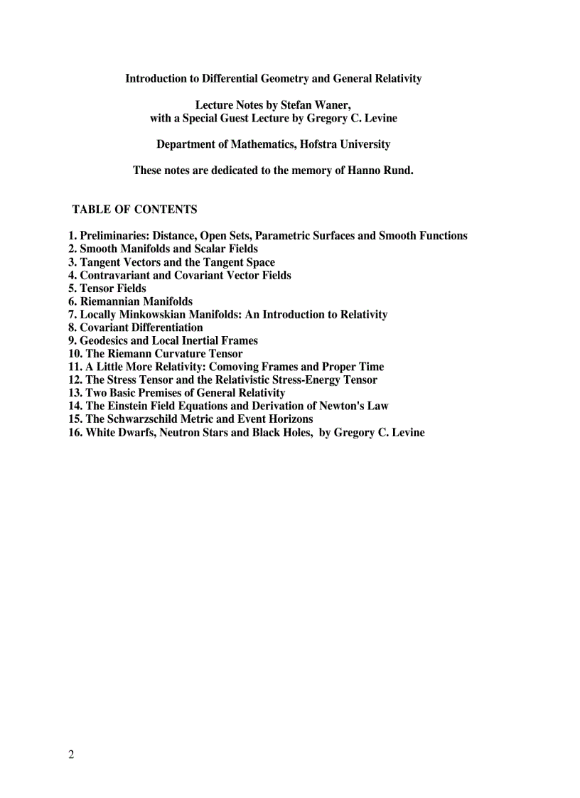 image for page Introduction to Differential Geometry and General Relativity