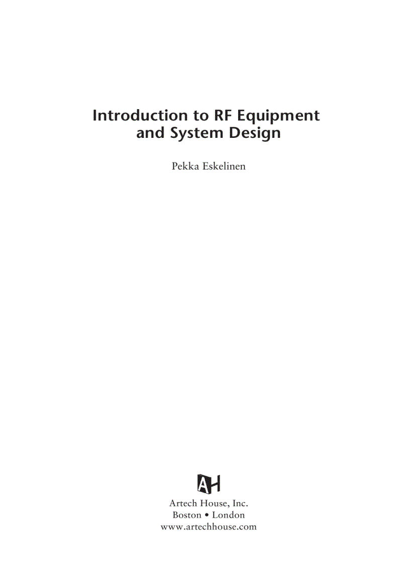 Introduction to RF Equipment and System Design