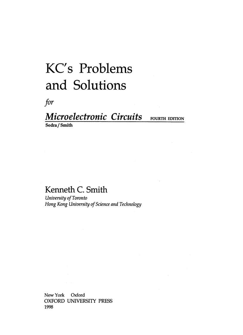 image for page KC s Problems and Solutions for Microelectronic Circuits Fourth Edition
