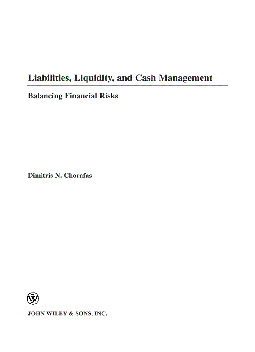 Liabilities Liquidity and Cash Management Balancing Financial Risks