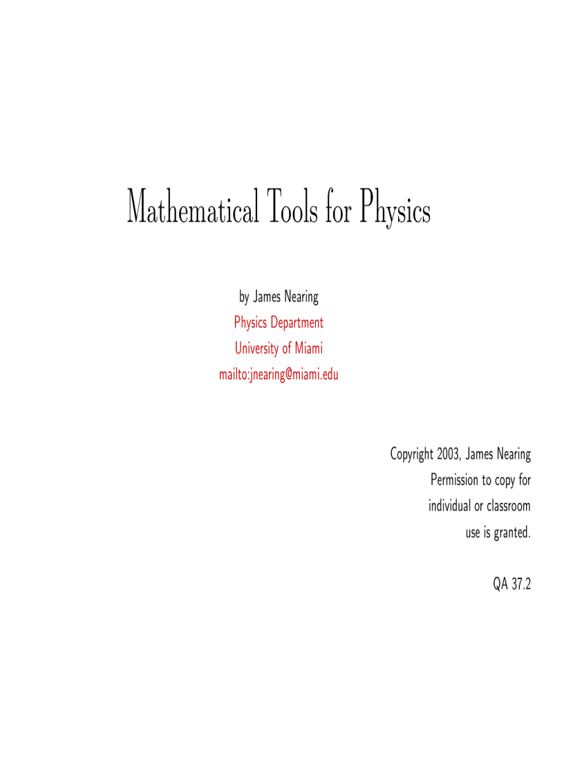 image for page Mathematical Tools for Physics