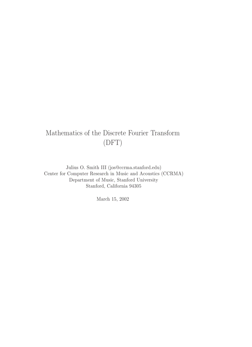 image for page Mathematics of the Discrete Fourier Transform
