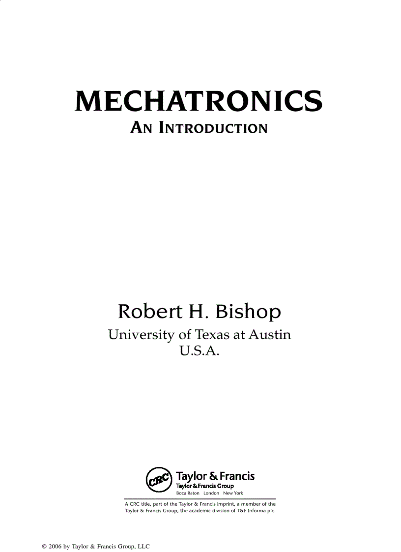 Mechatronics An Introduction