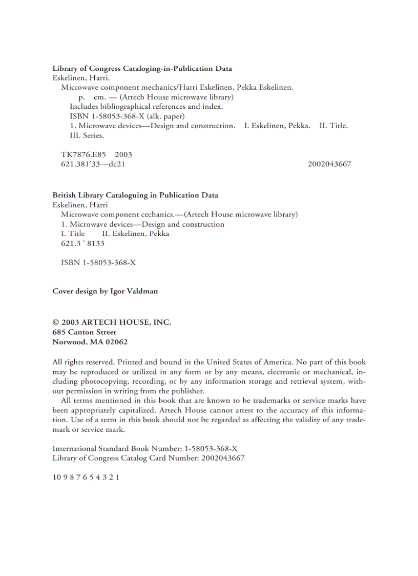 Microwave Component Mechanics